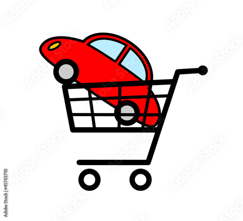 New car in shopping cart