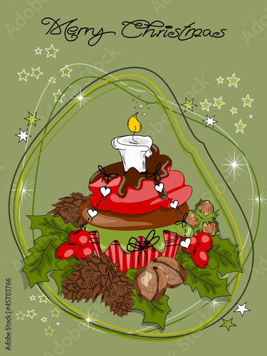 Muffin, Cupcakes Weihnachten Karte