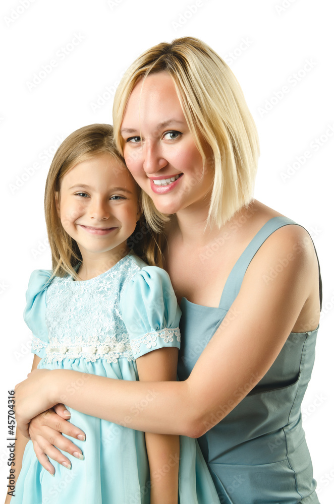Mother with daughter isolated on white Mother with daughter isolated on white