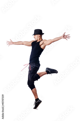 Muscular dancer isolated on white © Elnur