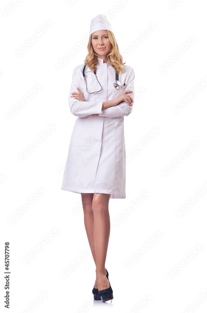 Attrative woman doctor isolated on white Attrative woman doctor isolated on white