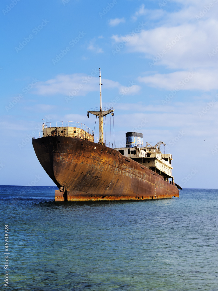 Shipwreck near Costa Teguise, Lanzarote, Canary Islands, Spain