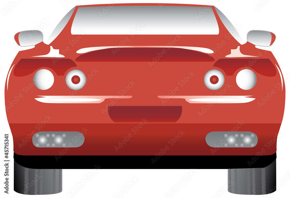 Automóvil deportivo rojo vista trasera