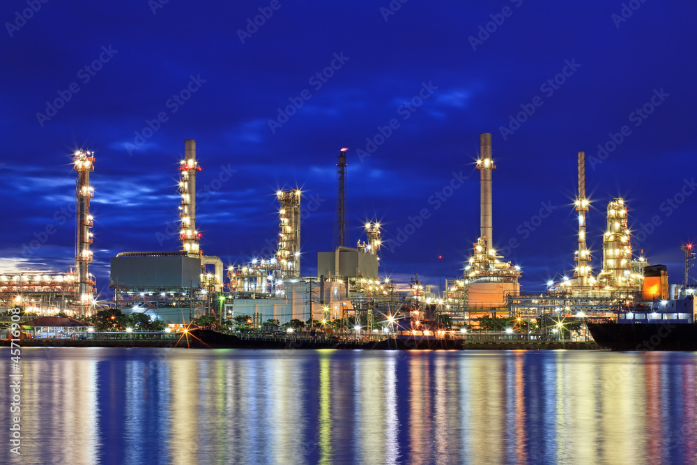 Oil refinery at twilight