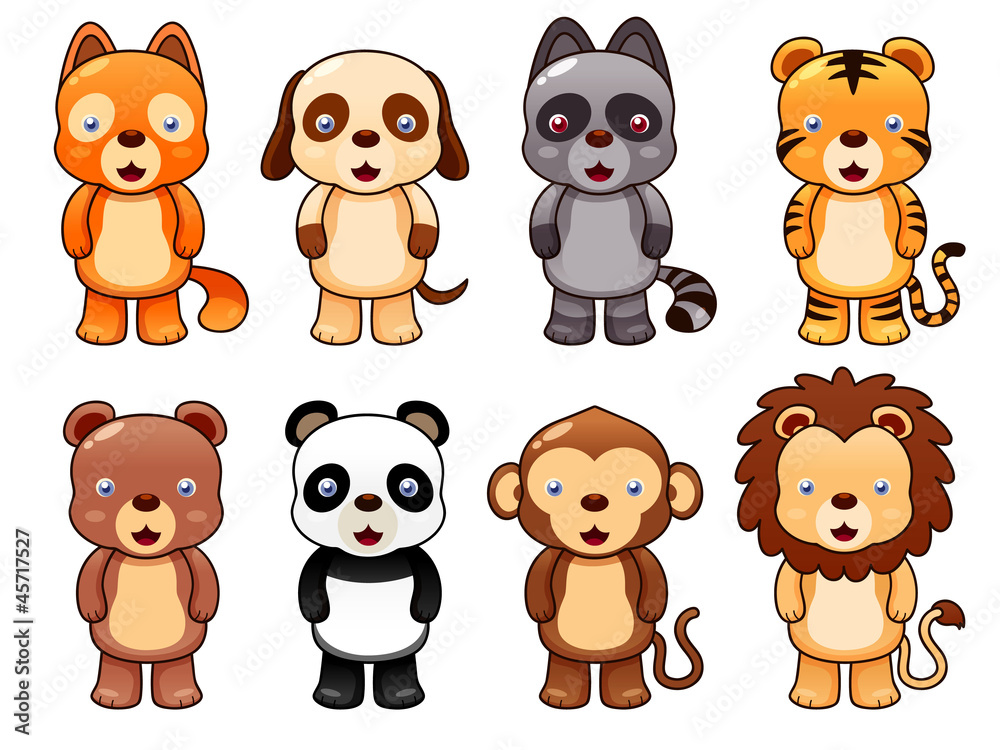 Fototapeta premium illustration of cute animal set vector