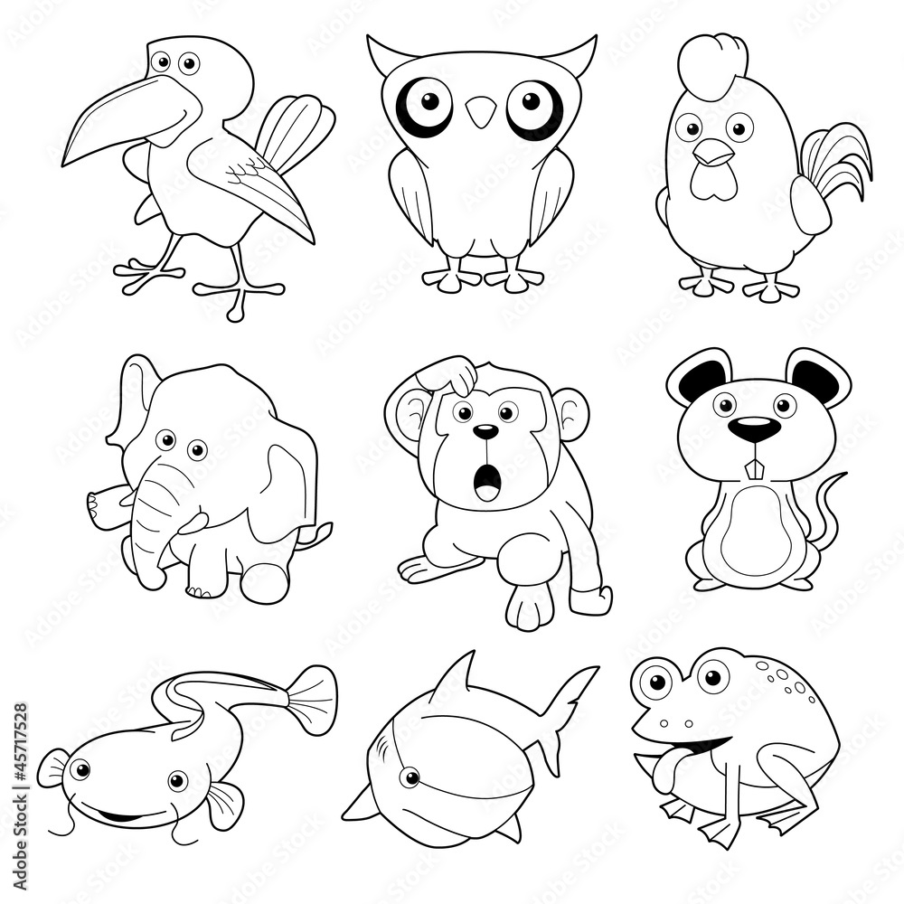 illustration of animals set Vector outline illustration of animals set Vector outline