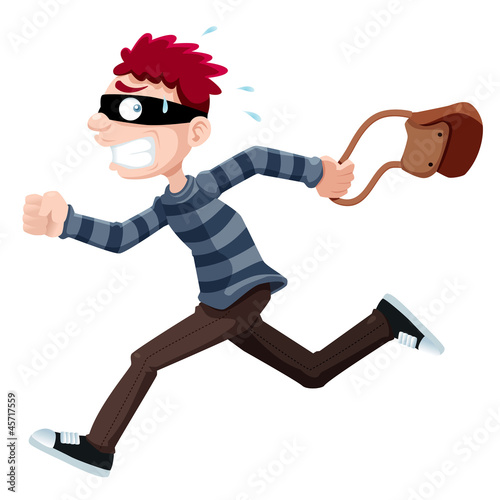 illustration of Thief running with bag
