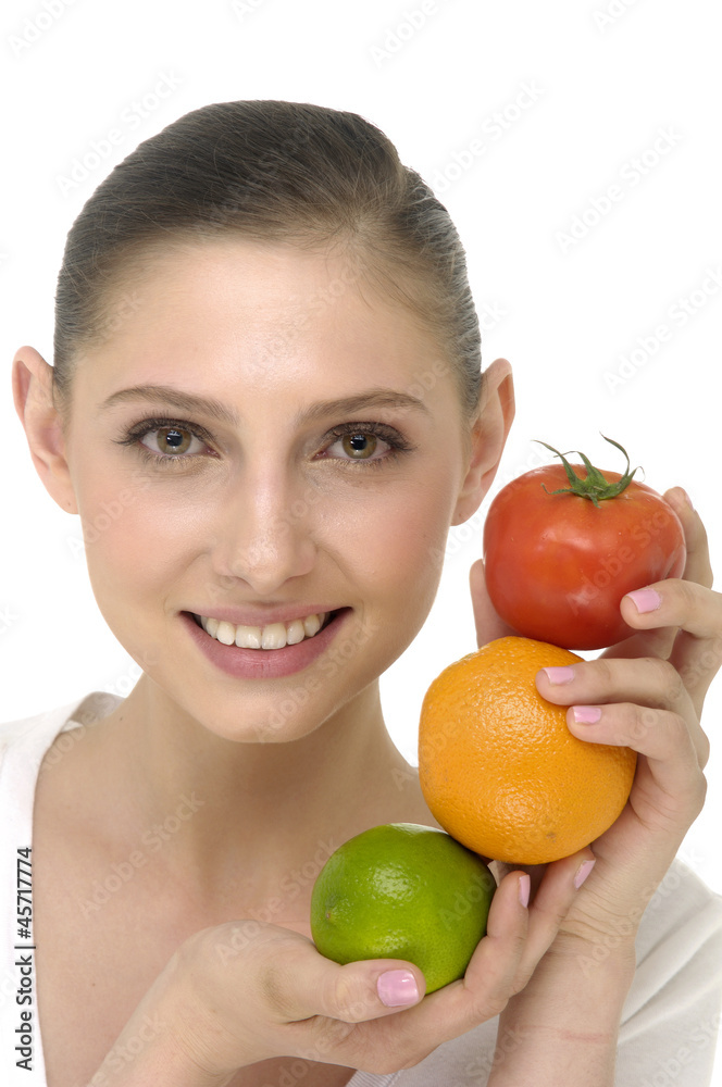 pretty girl holding different fruits pretty girl holding different fruits