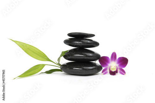 spa concept- stones and pink orchid