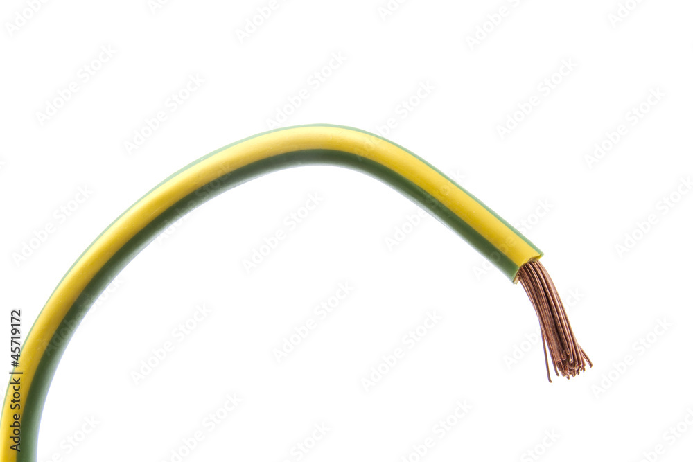 Electrical power cable isolated on white background