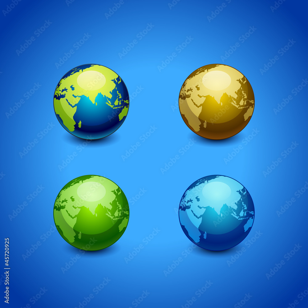 colorful set of planet earth icon isolated on background colorful set of planet earth icon isolated on background