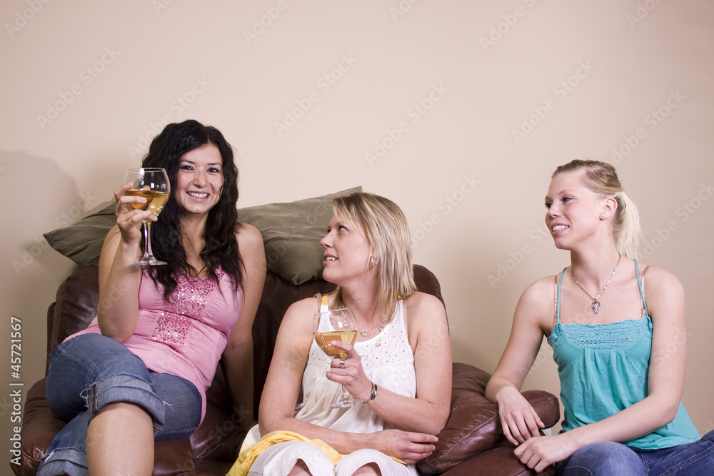 Three Women Socializing at Home