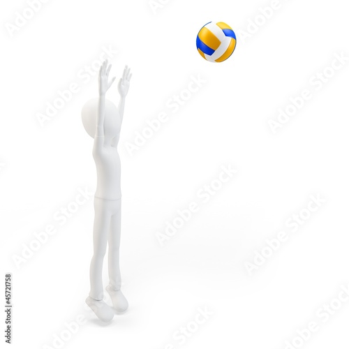 3d man volley player with volleyball