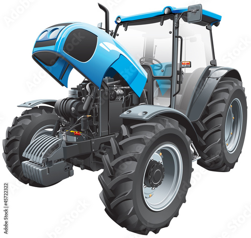tractor with open hood