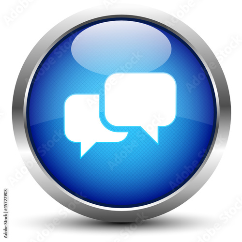 Sprechblasen Button Blau