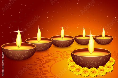 vector illustration of holy diya for Diwali festival
