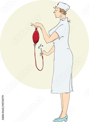 Nurse prepares an enema