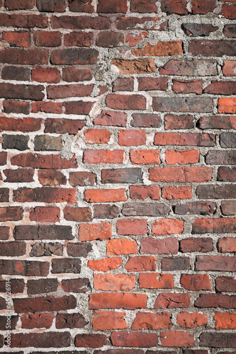 Vintage detailed brick wall texture with reconstruction segment