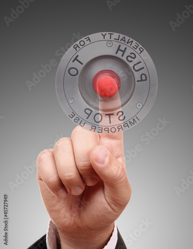 Red STOP button with hand