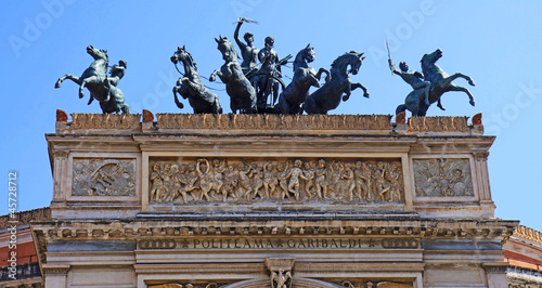 Sculptures on the Politeama Theatre of Palermo in Sicily
