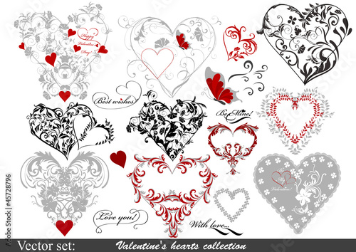 Collection of valentine's hearts for design