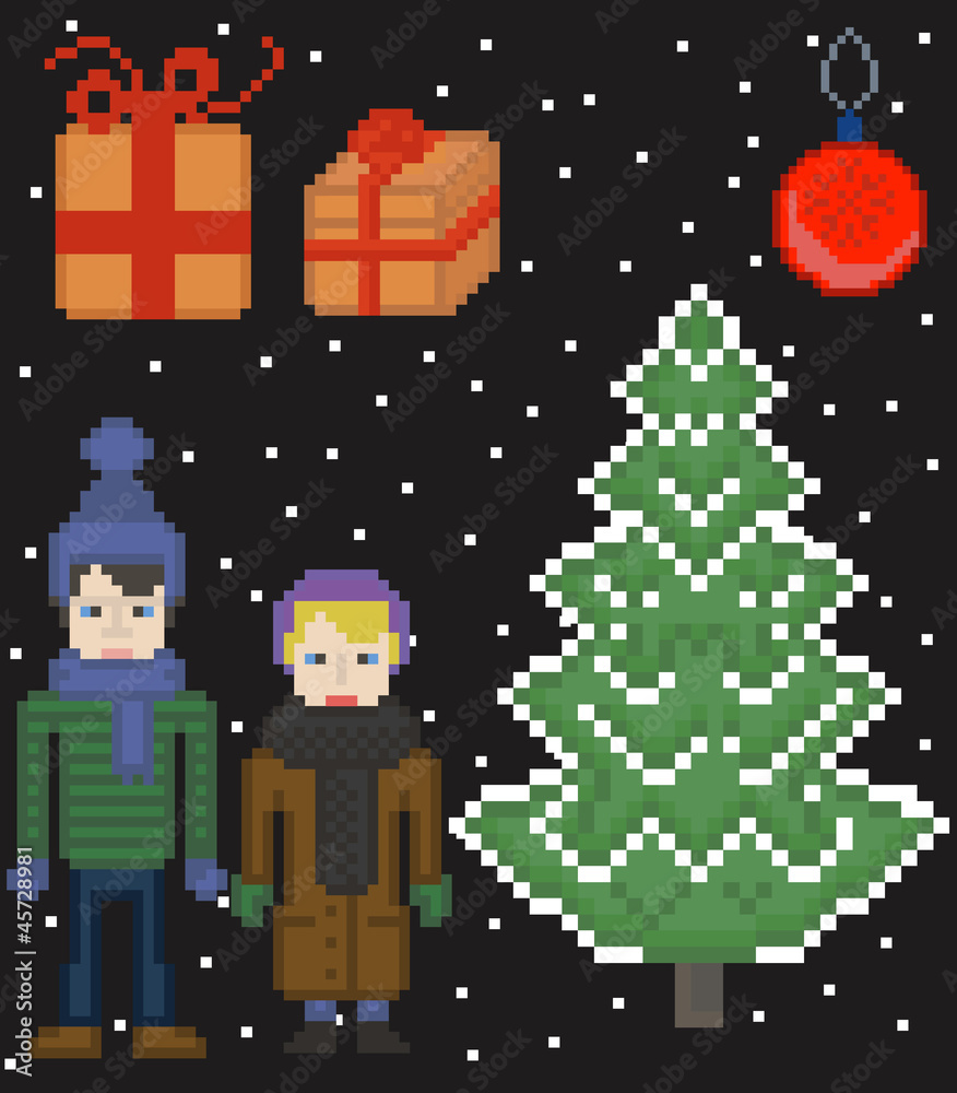 pixel art christmas set pixel art christmas set