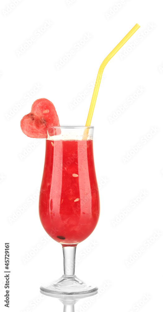 A glass of fresh watermelon juice isolated on white A glass of fresh watermelon juice isolated on white