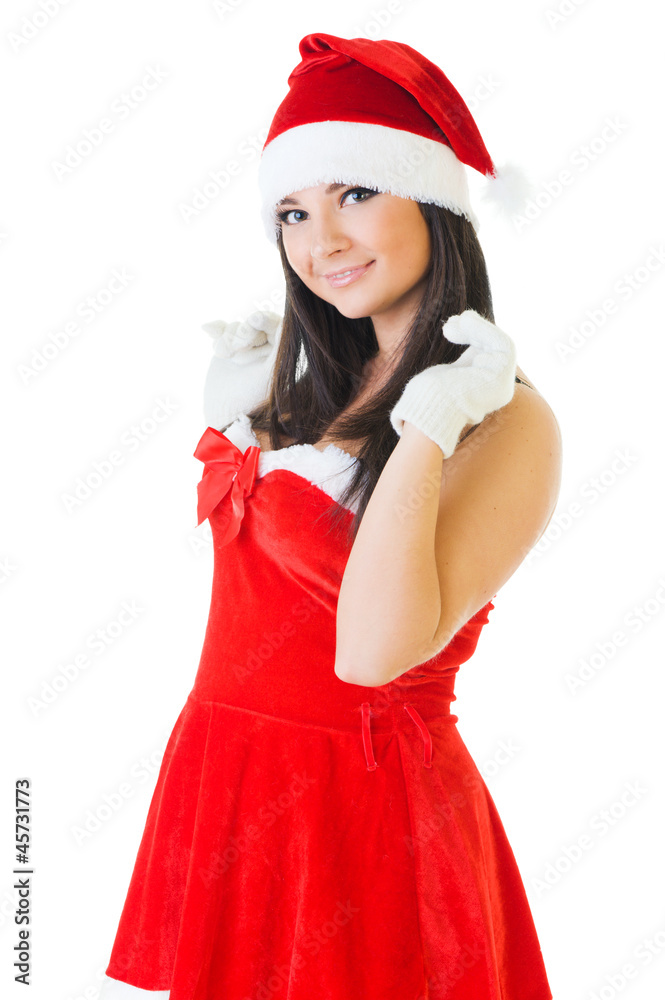 Beautiful woman in masquerade fashion and santa hat Beautiful woman in masquerade fashion and santa hat