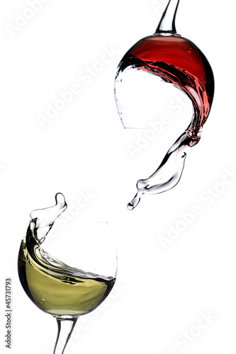 Splashing wine on a white background