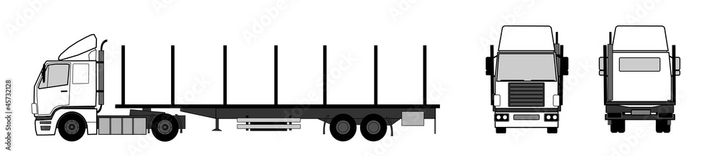 Truck with empty stake trailer