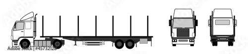 Truck with empty stake trailer