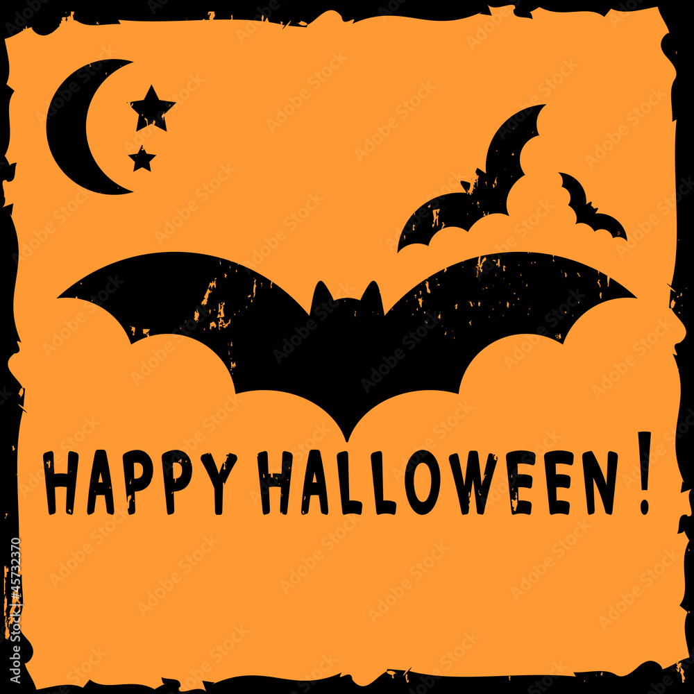 Halloween card with bat silhouette