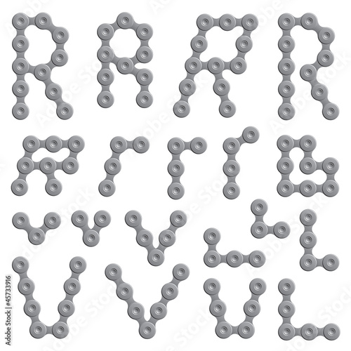 Abstract Letter R L V - Chain Sign Set