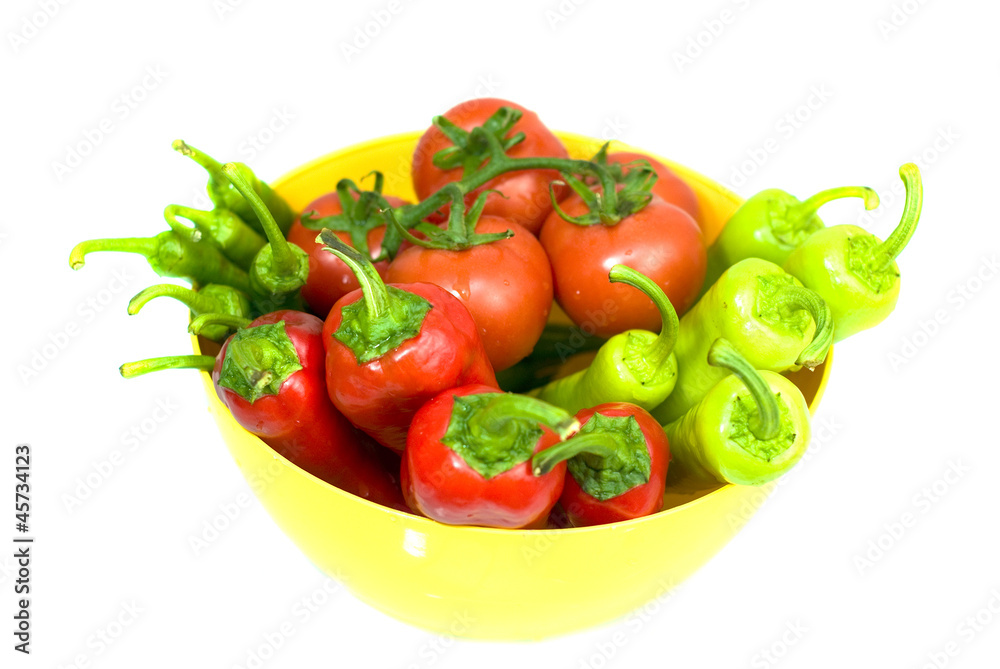 Fresh peppers and tomatoes