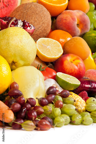 Huge group of fresh vegetables and fruits