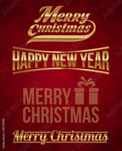 Decorative inscriptions - Merry Christmas & Happy New Year