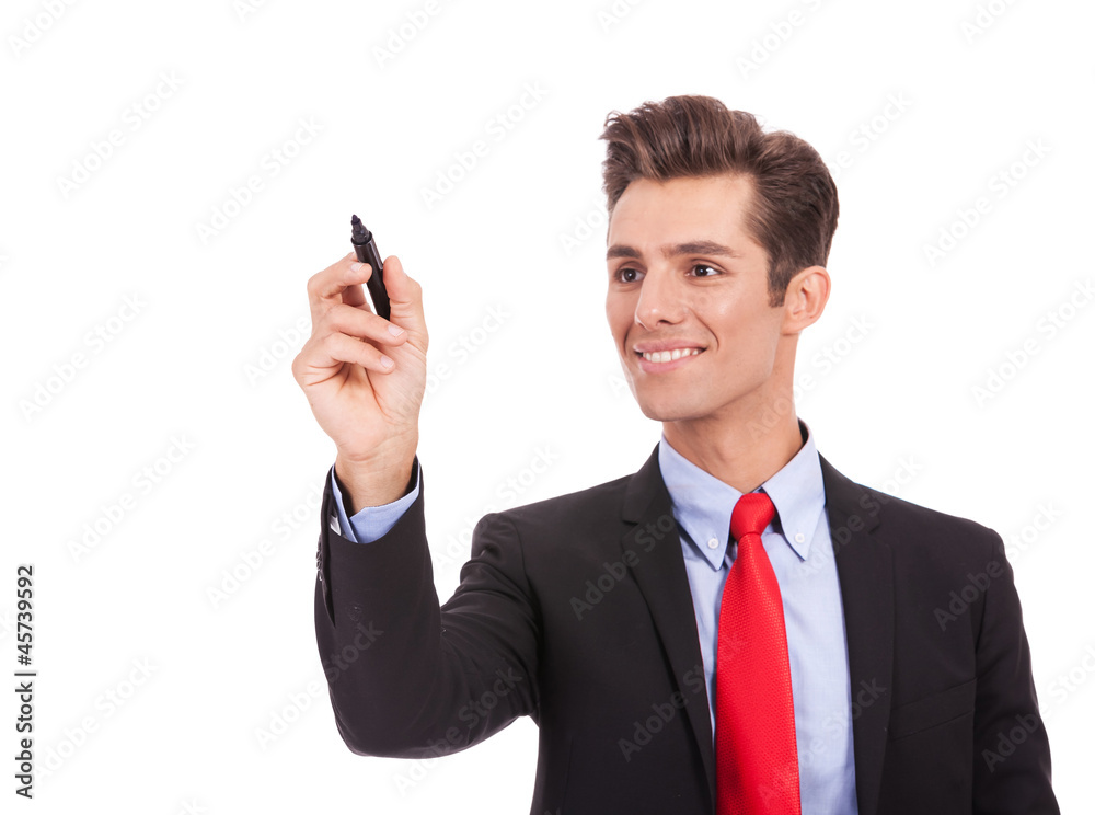 business man writing something with marker business man writing something with marker