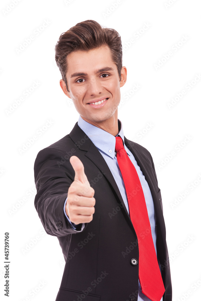 happy business man going thumbs up happy business man going thumbs up