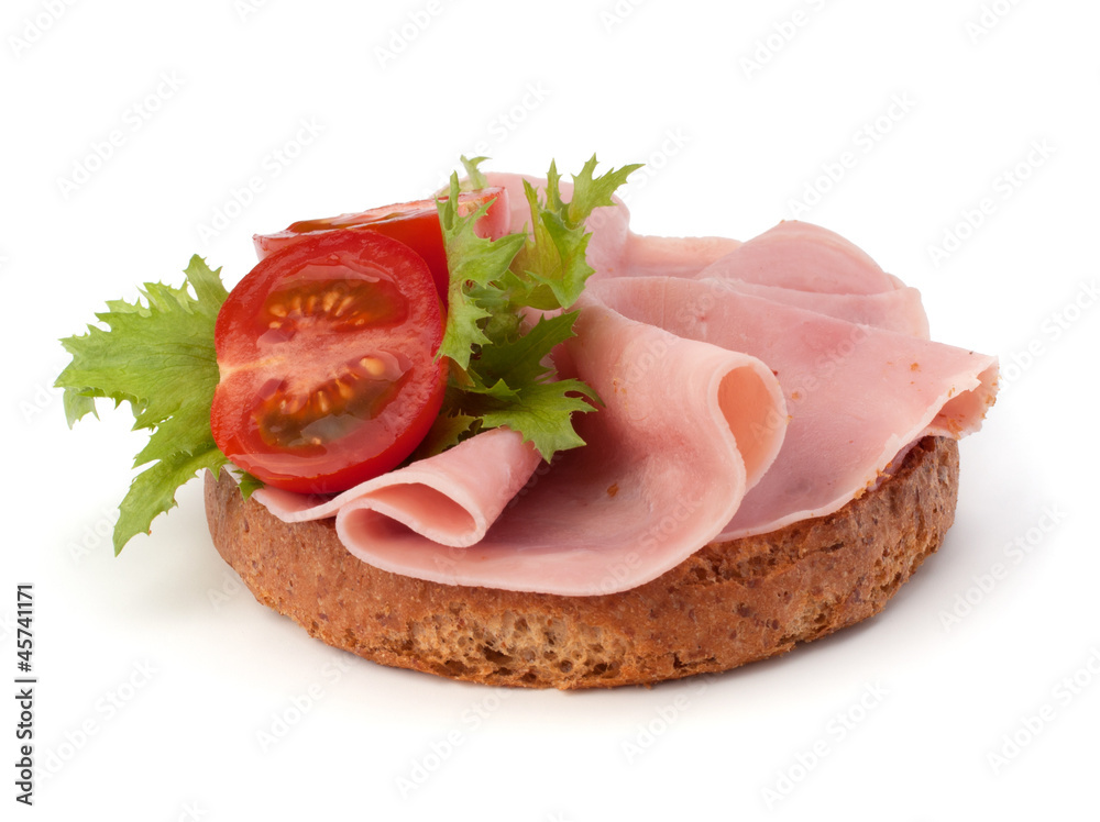 healthy sandwich with vegetable and smoked ham