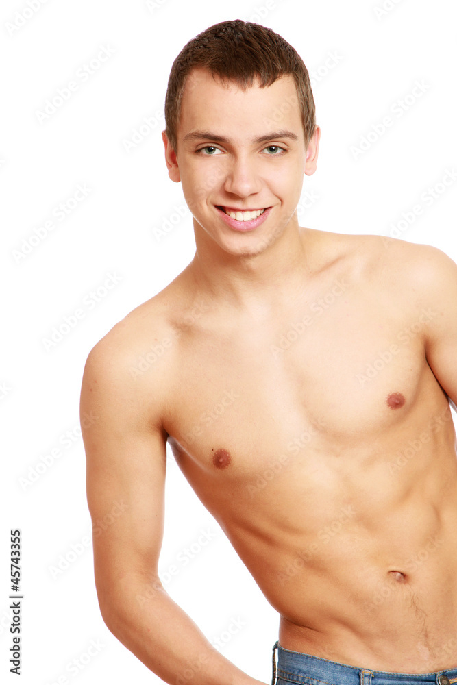 Strong man with a helathy body isolated over white background Strong man with a helathy body isolated over white background