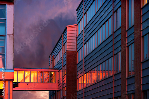 Office building at sunset