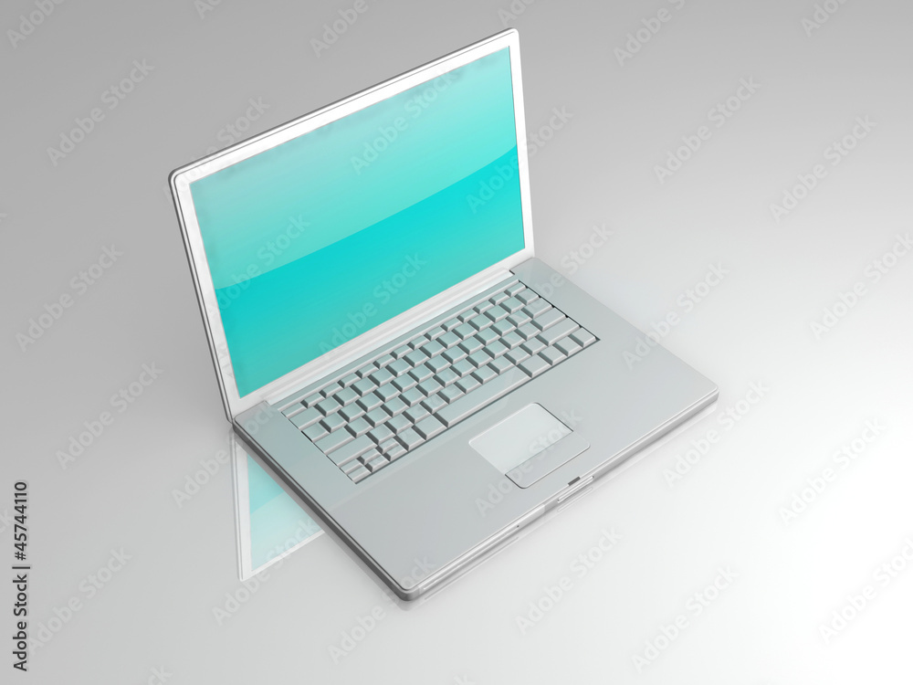professional Laptop on gray background with reflection professional Laptop on gray background with reflection