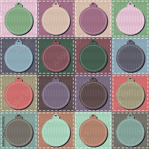 patchwork background with new year decor balls