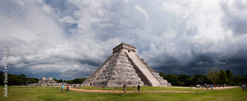 Mayan pyramid, the panorama of Chichen Itza, Mexico