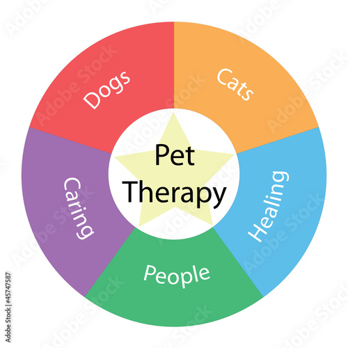 Pet Therapy circular concept with colors and star