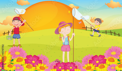 kids and landcape