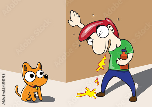 Man and dog vector cartoon