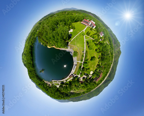 Foto Green village from above - little planet concept