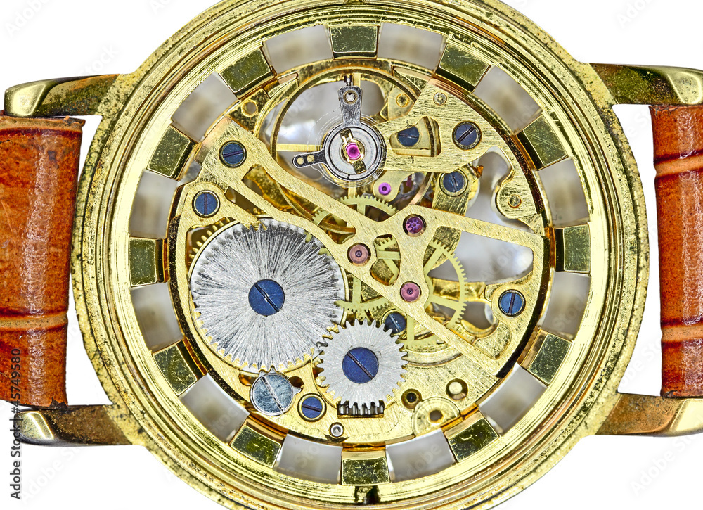 Fototapeta premium mechanism golden watch