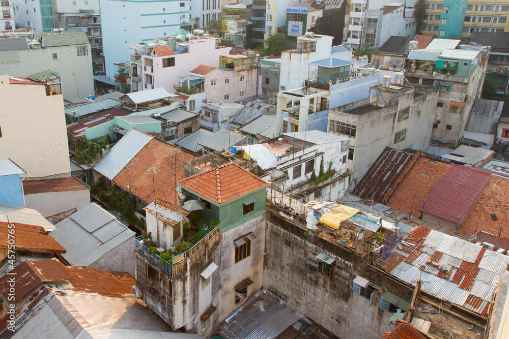 Fototapeta premium Part of the non commercial skyline of Ho Chi Minh City (Saigon)